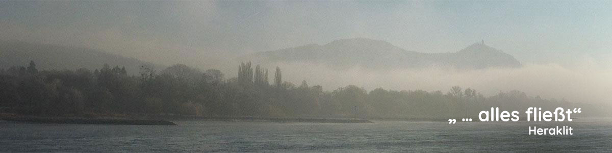 Rhein Landschaft im Nebel